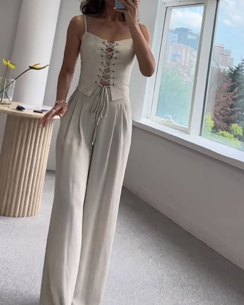 Gorset Couture | Pasujący komplet składający się z gorsetu i spodni z przodu 