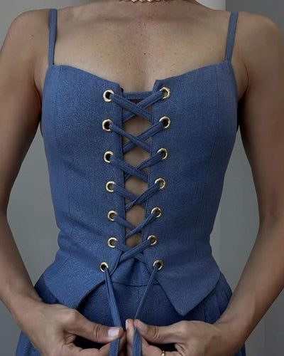 Gorset Couture | Pasujący komplet składający się z gorsetu i spodni z przodu 
