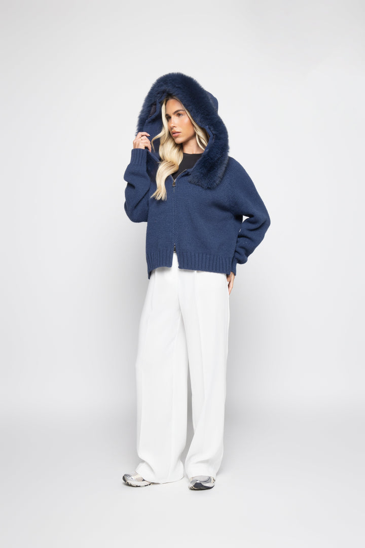 Kardigan Aksamitny - Niebieski