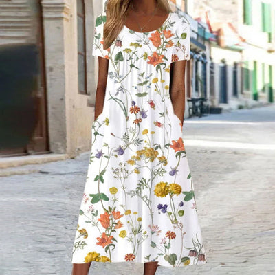 EleganceBloom | Elegancka sukienka z kwiatowym wzorem na brzuchu