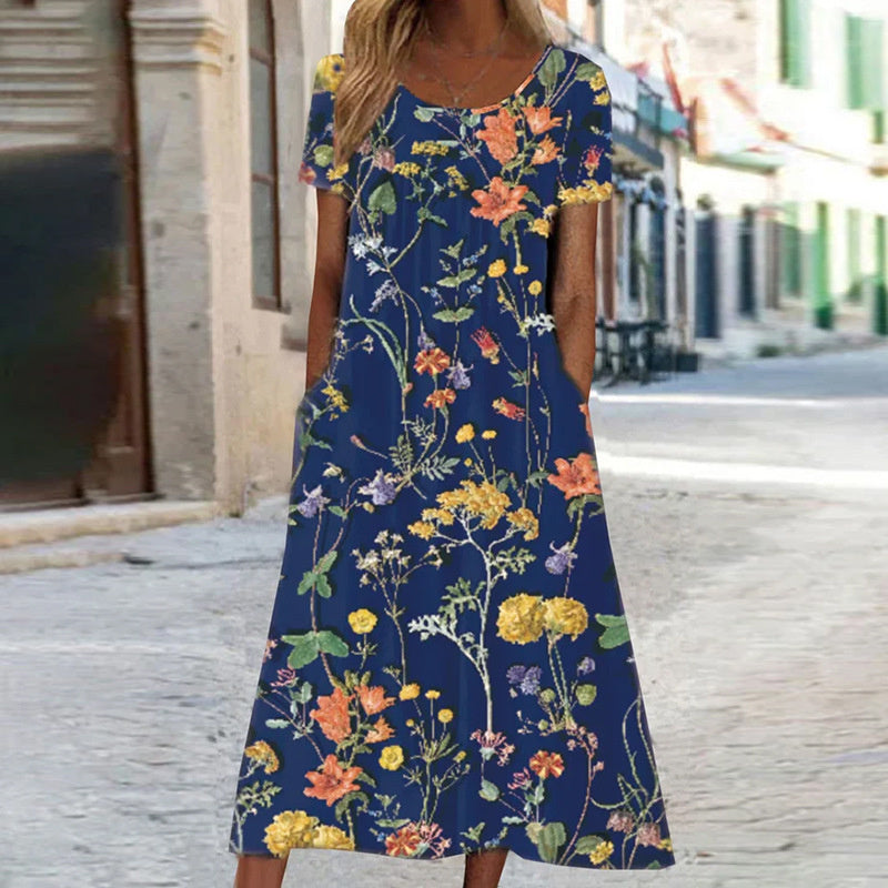 EleganceBloom | Elegancka sukienka z kwiatowym wzorem na brzuchu