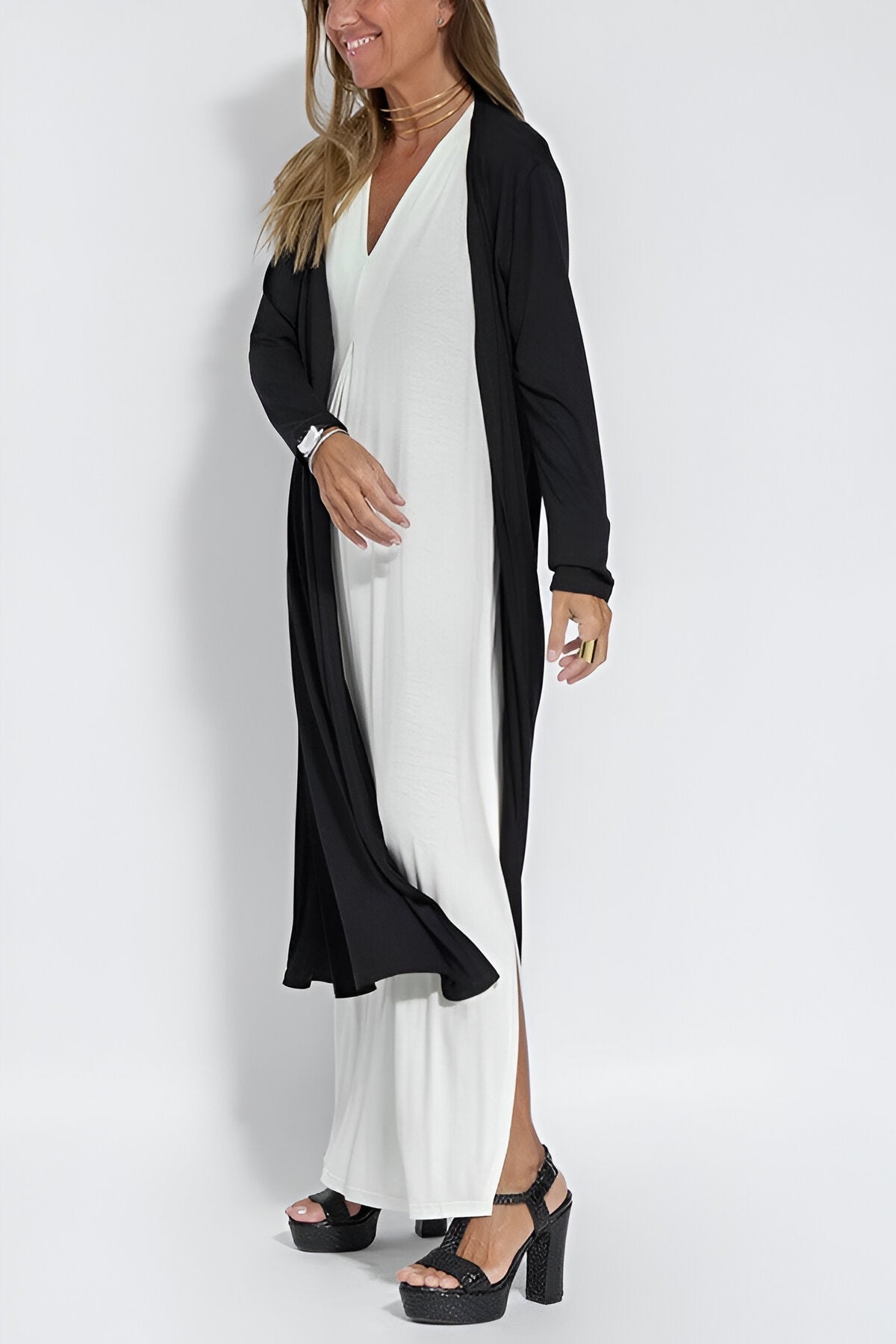 SophistiStyle | Elegancka długa sukienka + GRATIS pasujący kardigan