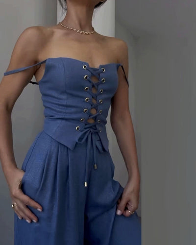 Gorset Couture | Pasujący komplet składający się z gorsetu i spodni z przodu 