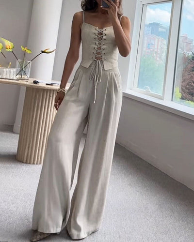 Gorset Couture | Pasujący komplet składający się z gorsetu i spodni z przodu 