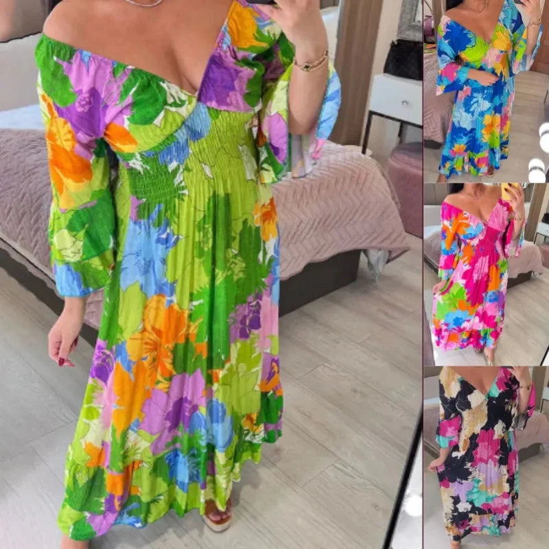 Sophie | Sukienka plażowa z dekoltem w serek i kwiatowym wzorem