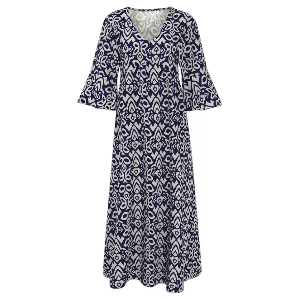 Janie | Długa sukienka w stylu boho z dekoltem w serek