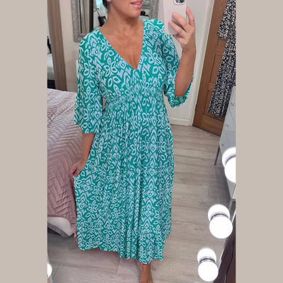 Janie | Długa sukienka w stylu boho z dekoltem w serek